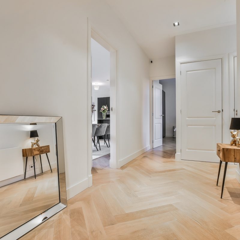 Interior design of corridor in modern apartment